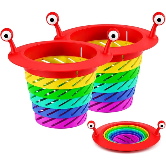 2 Pcs Sink Strainer & Expandable Kitchen Waste Drain Basket, Rainbow Snail Eye Funny Slicer Filter Tool for Home, RV, Office & Restaurant Sink Accessory