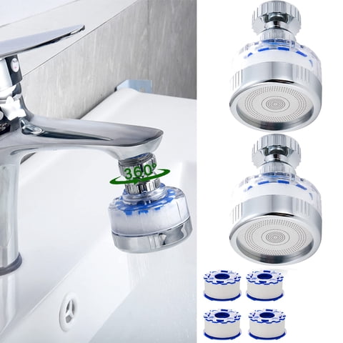 IMMEKEY 2 Pcs Sink Water Filter Faucet, 360 Rotating Purifier Kitchen Tap Filtration Removes Chlorine Fluoride Heavy Metals Hard Water for Home Bathroom & Kitchen