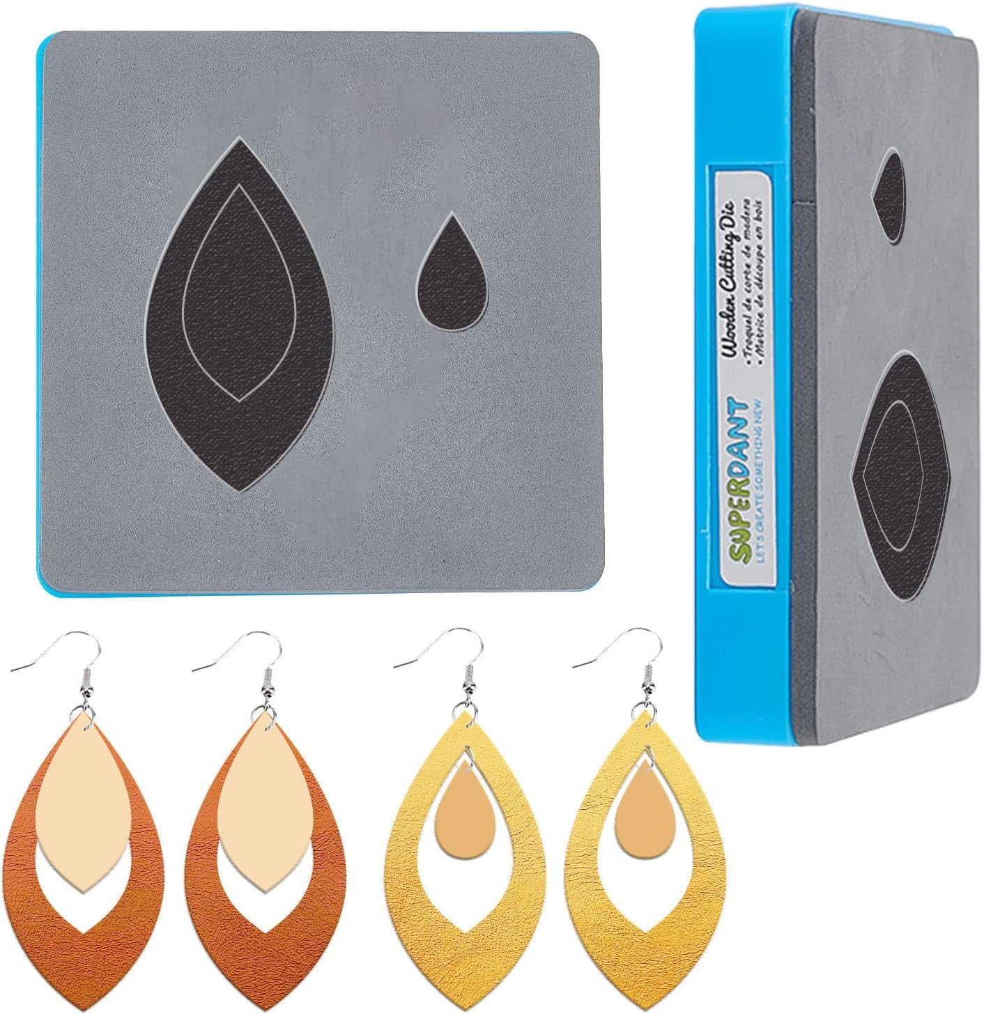 2 Pcs Skeleton Teardrop Earrings Cutting Dies Droplets Wooden Die Cuts