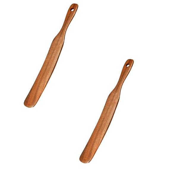 2 Pcs Skinny Spurtle For Sourdough Starter,Wooden Spatula For Mixing, Reaching Bottom Of Jar, Dough Whisk, Stirring, Mixing, Spreading,Wooden Spurtles,Kitchen Tools For Nonstick Cookware,Brown