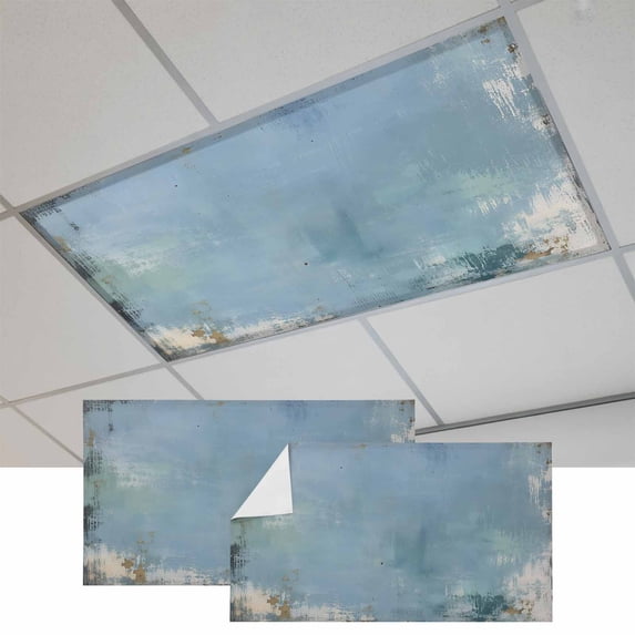 2 Pcs Slate Gray Blue Fluorescent Light Covers Minimalist Abstract Art ...