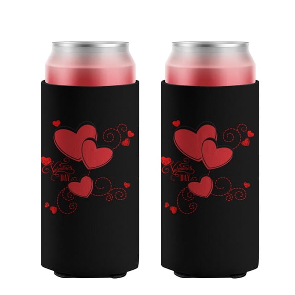 2 Pcs Sleeves Beer Cooler Bags Insulated Collapsible Can Sleeves Love Heart Valentines Soda Beer Can Covers for Bulk for Soda