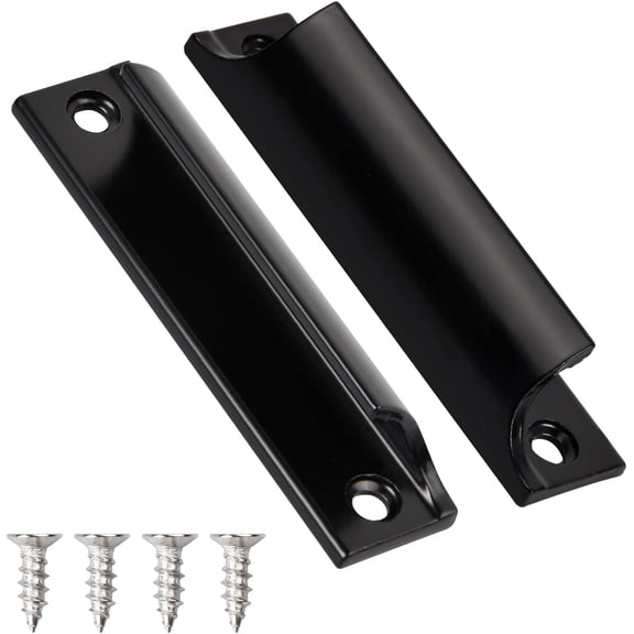 2 Pcs Sliding Door Handles, Aluminum Alloy Curved Handle Balcony Door Handle Door Pull Handle with Screws for Drawers Windows Screens Cabinets Wardrobes Cupboard Sliding Doors (Black)