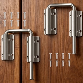 2 Pcs Sliding Door Lock U-Bolt Latch Stainless Steel Loop Lock Rustproof Anti-Theft Loop Lock 90/180 Degree Security Bolt for Window Closet Garage Shed Garden Gate - Silver - Topboutique