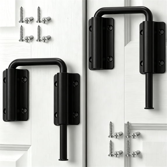 2 Pcs Sliding Door Loop Latch Topboutique U-Bolt Lock U-Shaped Latch Hook Lock Anti-Theft Latch 90/180 Degree Multi-Angle Security Bolt for Window Barn Garden Fence Gate Shed (Black)