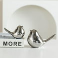 thumbnail image 1 of 2 Pcs Small Animal Statues, Cute Silver Fat Bird Modern Home Decorative,Statues Decor for Garden Living Room Bedroom Office, Wedding Decor, 1 of 5