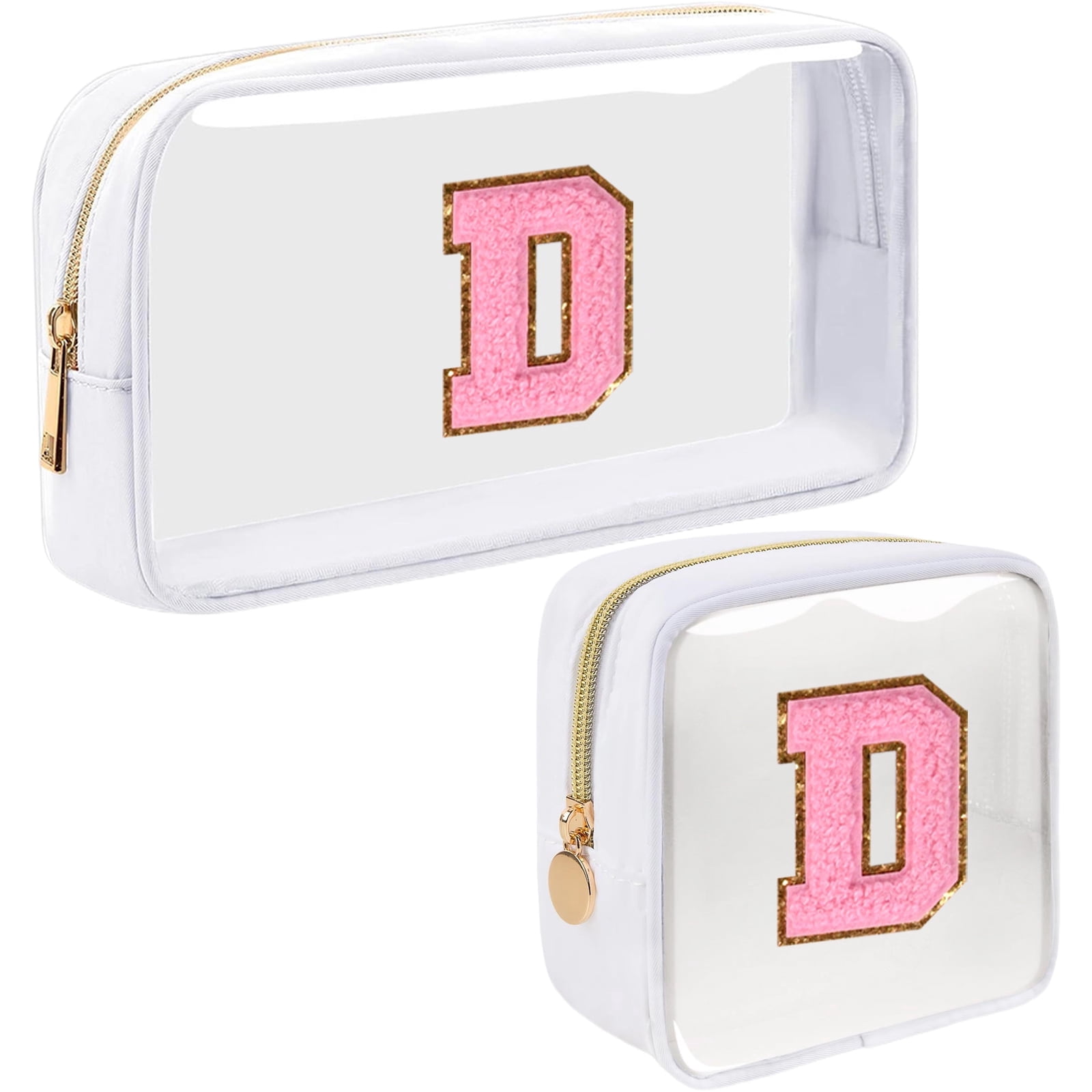 2 Pcs Small Clear Personalized Initial Makeup Bag, Letter Patch ...