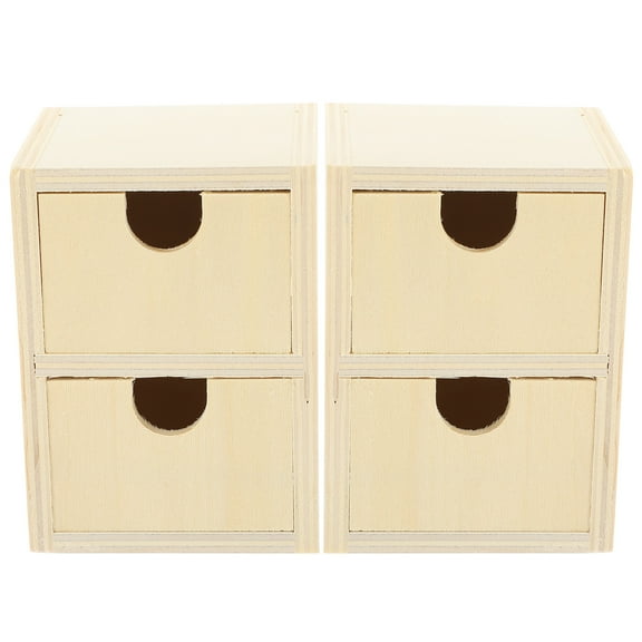 2 Pcs Small Drawer Blank Unpainted Wooden Mini Drawers Unfinished Treasure Chest Child