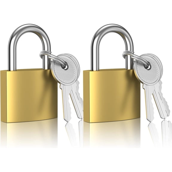 2 Pcs Small Keyed Padlocks, Locker Lock, Locks with Keys 32mm, Gold, Compact, Hardened Alloy, Securing Luggage, Gym Lockers