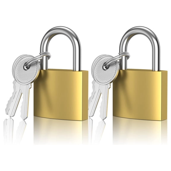 2 Pcs Small Keyed Padlocks, Locker Lock, Locks with Keys 32mm, Gold, Compact, Hardened Alloy, Securing Luggage, Gym Lockers