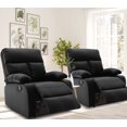 thumbnail image 1 of 2 Pcs Small Manual Recliner Chair with Adjustable Footrest for Small Spaces Living Room Bedroom RV Black, 1 of 5