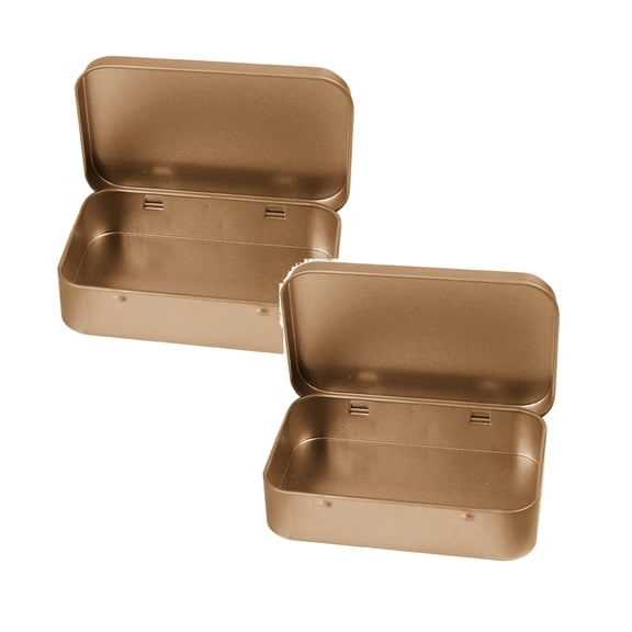 2 Pcs Small Rectangular Metal Tin Case with Lid,Candy Storage Box and Cookie Container,0.82x3.74x2.36 inch Sturdy Food-grade Metal Tray for Kitchen Organization and Snack Storage