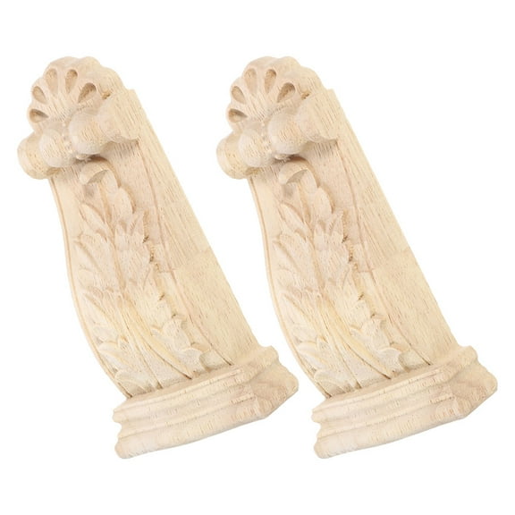 TABLZONE Solid Wood Carved Corbel Set of 2 Beige European Style Roman Column Decorative Brackets for Home Decor