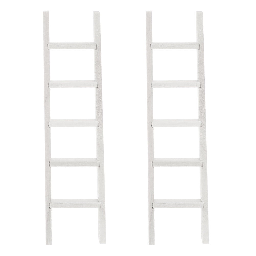 2 Pcs Small Wooden Ladder Furniture Model Mini House Supplies Adornment ...
