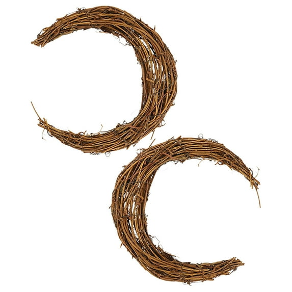 NUOLUX Rattan Wreath Moon Wreath Form For Party 2Pcs 7.86X6.29X1.18In