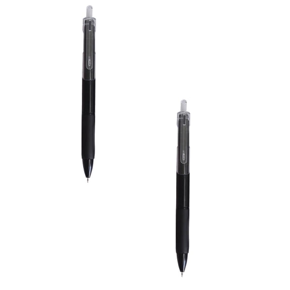 2 Pcs Smooth Writing No Bleed & Smear Black Ink Cute Fine Point Gel Pens Quick Dry Black Gel Ink Pens Fine Point Smooth Writing Pens for Journaling Note Taking Aesthetic Pens for Adult, 5.79", Black