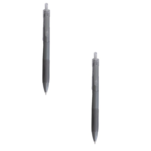2 Pcs Smooth Writing No Bleed & Smear Black Ink Cute Fine Point Gel Pens Quick Dry Black Gel Ink Pens Fine Point Smooth Writing Pens for Journaling Note Taking Aesthetic Pens for Adult, 5.79", Gray
