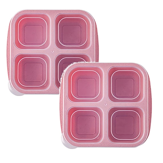 2 Pcs Snack Containers, Divided Bento Lunch Snack Box with Transparent Lids, Reusable Meal Snack Containers for Adults, BPA Free, 4 Compartment Food Storage Containers for People Work Travel
