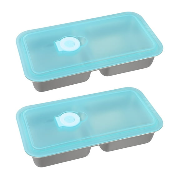 2 Pcs Snack Containers Stainless Steel Small Food Box Double Compartment