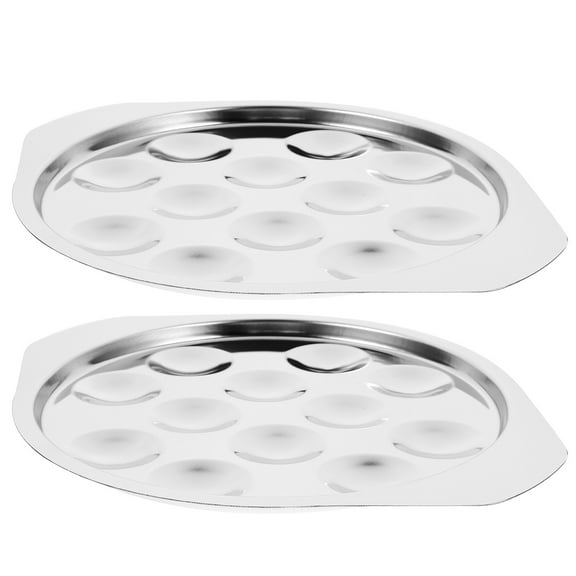 OFFIGAM 2-Pack Stainless Steel Escargot Plates with 12 Compartments, Dishwasher Safe Serving Dish Set