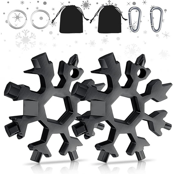 2 Pcs Snowflake Tools 18-in-1 Stainless Steel Snowflakes Multi-tool Fathers Day Giftss for Husbands, Keychain Multitool New Tools and Gadgets Cool and Unique Fathers Day Gift