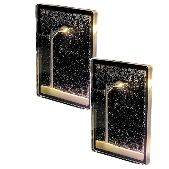 2 Pcs Snowy Night Street Lamp, Flowing Night Light Snow Scenery Small Street Light Handmade DIY Material Package For Girlfriend And Friend 10ml, Christmas Snow Scene Nightlight