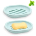 thumbnail image 1 of 2 Pcs Soap Dish, Easy Cleaning Soap Saver, Stop Mushy Soap Tray Suitable for Kitchen, Bathroom, Soap Container (Green), 1 of 9