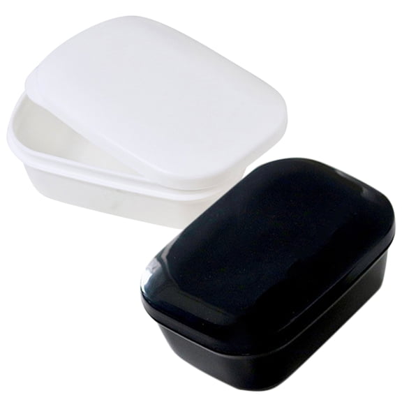 2 Pcs Soap Holder Black Bar Case Container with Lid Portable Travel