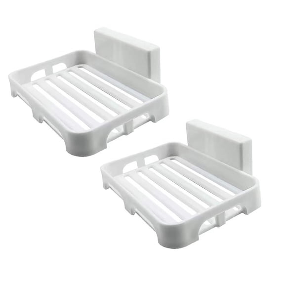 2 Pcs Soap Holder, Self-Adhesive Creative Storage Rack, Soap Holder Dish Shower Bar Soap Holder with Drainage, Wall Mounted Soap Box Tray Container for Bathroom Bathtub Kitchen Sink