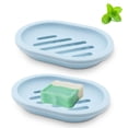 thumbnail image 1 of 2 Pcs Soap Saver for Bathroom, Kitchen, Bathtub, Keep Soap Dry, Stop Mushy Soap Tray for Shower Bathroom Kitchen (Blue), 1 of 9