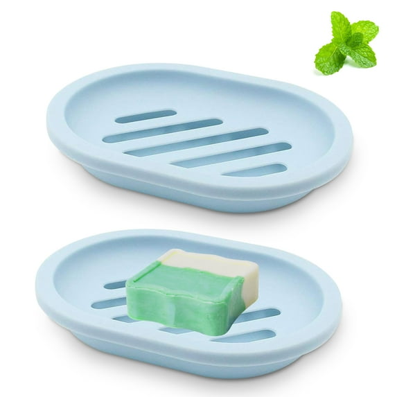 2 Pcs Soap Saver for Bathroom, Kitchen, Bathtub, Keep Soap Dry, Stop Mushy Soap Tray for Shower Bathroom Kitchen (Blue)