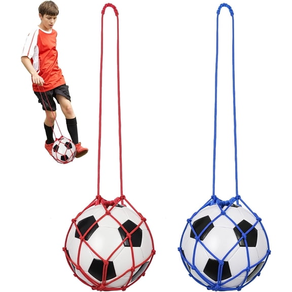 2 Pcs Soccer Ball Return Trainer Net Football Kick Trainer Net Fits Ball Size 3, 4, 5 Football Kick Throw Self Practice Training Aid Adjustable Waist Belt Footballs Training Equipment for Boys