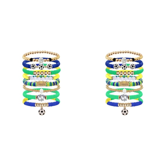 2 Pcs Soccer Fan Jewelry for USA Soccer Fans, Stackable Bracelets for Women and Men, Game Day Accessories and Gifts for Soccer Lovers, Team Spirit Wristband Set, Jewelry