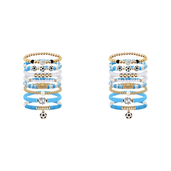 2 Pcs Soccer Fan Jewelry for USA Soccer Fans, Stackable Bracelets for Women and Men, Game Day Accessories and Gifts for Soccer Lovers, Team Spirit Wristband Set, Jewelry