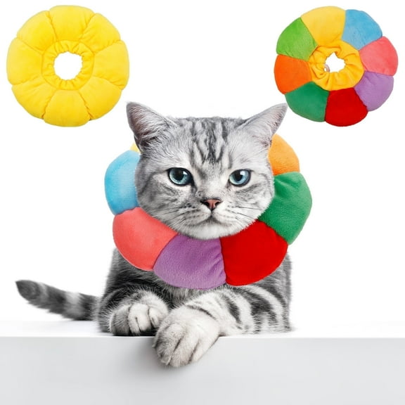 2 Pcs Soft Cat Cone Collar,Adjustable Pet Collar,Sunflower Neck Cone after Surgery,Wound Healing Protective Cone Surgery Recovery Elizabethan Collars for Small Pets