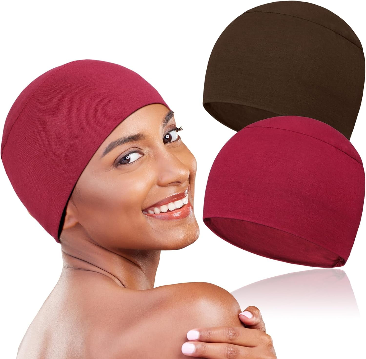 2 Pcs Soft Chemo Headwear for Women, Lightweight Hair Cap 