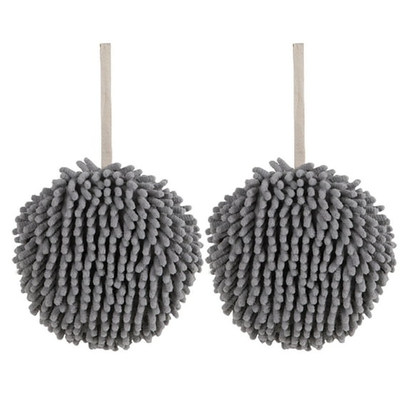 2 Pcs Soft Hand Dry Hanging Ball Towels, Super Absorbent Chenille Towels, Quick-Drying Bathroom Decor, Polyurethane Water Absorbent Material, 17x17cm