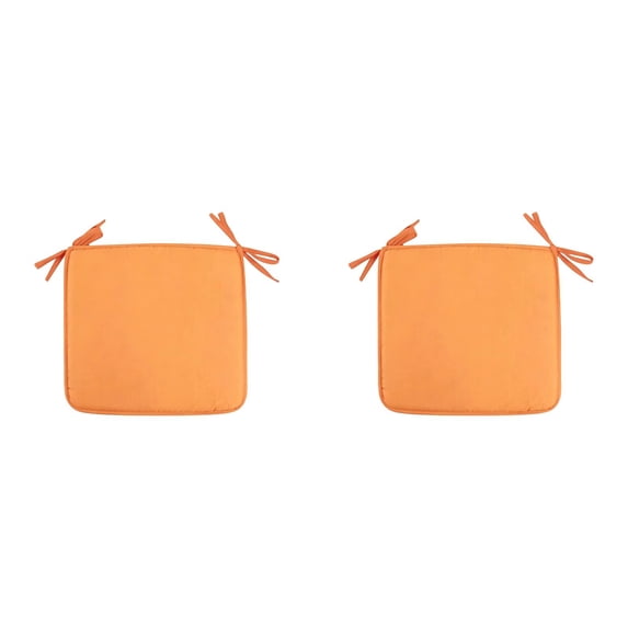 2 Pcs Soft Square Chair Pads 15.74 x 15.74 Inch, Solid Color Seat Cushions with Ties for Dining Chairs and Stools, Comfortable Indoor Outdoor Cushion, Home Mats and Rugs, Orange