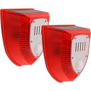 2 Pcs Solar Alarm Motion Detector with Sound Outdoor Motion Sensor 129db Barking Dog Strobe Light Gunshot Sound Alarm Detector Noise Maker Warning Lamp for Home Villa Yard Farm