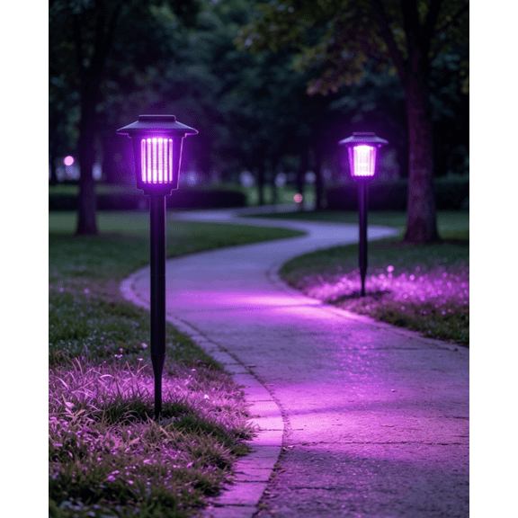 2 Pcs Solar Bug Zapper Waterproof Mosquito Killer Solar Light Power Repellent Lamp for Moth, Gnat, Fly, Small Flying Insect Indoor Outdoor Garden Patio