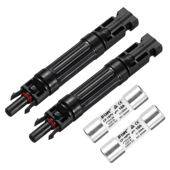 2 Pcs Solar Fuse Holder 15A 1000V Waterproof PV In-Line Fuse Holders with Fuse