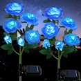 thumbnail image 1 of 2Pack LED Solar Lights Outdoor Waterproof with 5 Roses, Soft Light, Charging in The Daytime and Light Up at Night for Patio Pathway Courtyard Garden Lawn (Blue), 1 of 6