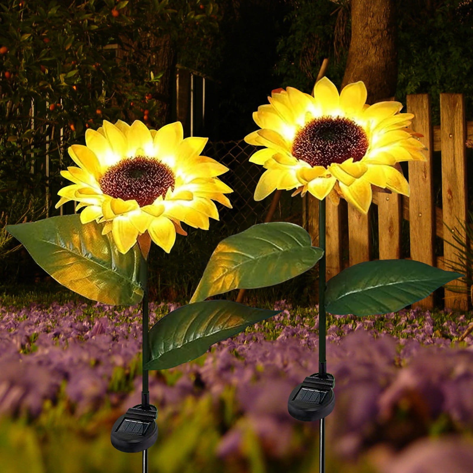 Outdoor Solar-Powered Sunflower LED Garden Stake Lights