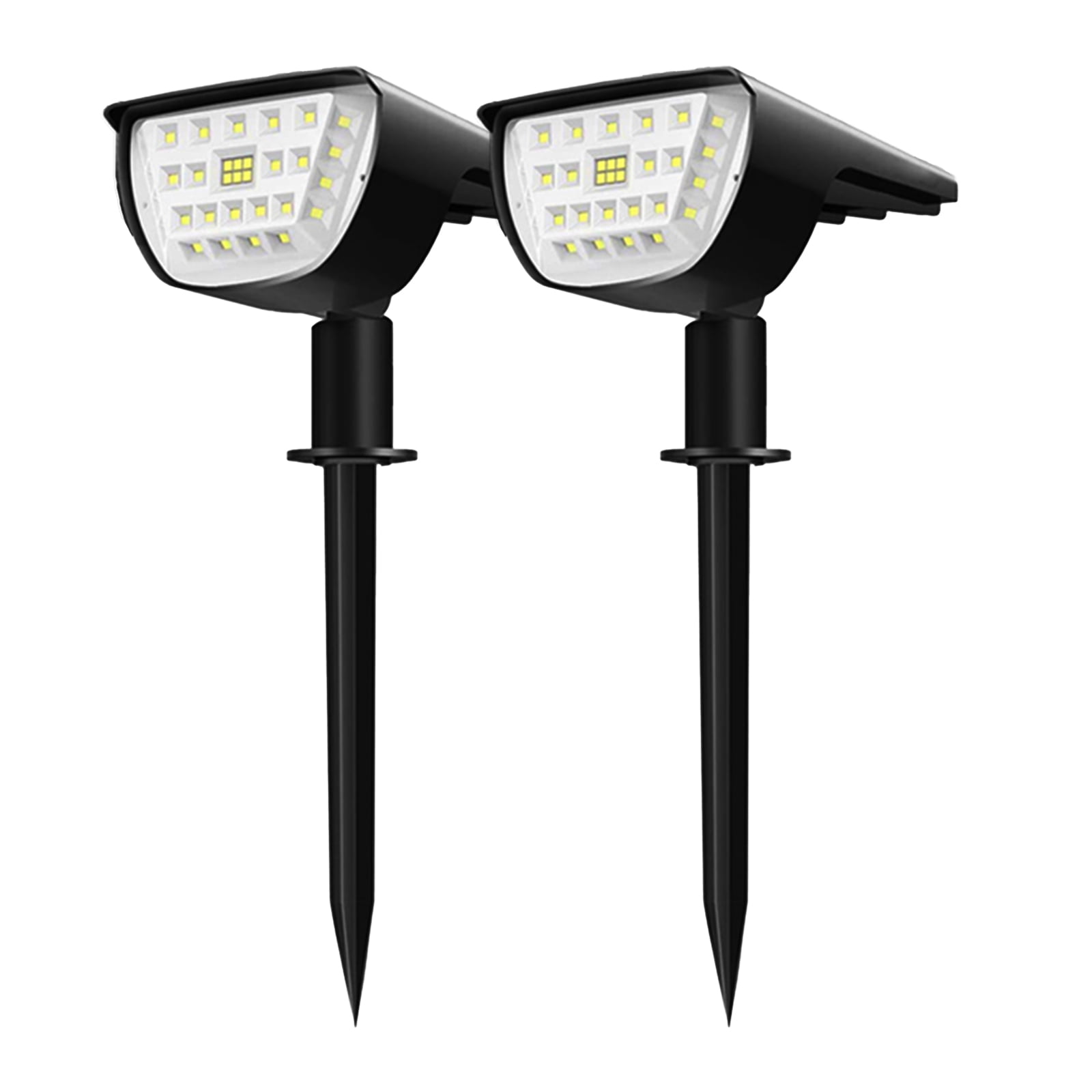 2 Pcs Solar Spot Lights Outdoor IP67 Waterproof, 3 Lighting Modes 32 LED Solar Powered Landscape Lights Wall Lights in One, Solar Garden Pathway Lights- White