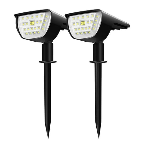 2 Pcs Solar Spot Lights Outdoor IP67 Waterproof, 3 Lighting Modes 32 LED Solar Powered Landscape Lights Wall Lights in One, Solar Garden Pathway Lights- White