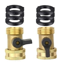 Thsue 2 Pcs Solid Brass Garden Hose Shut-Off Connector With 6 Pcs Extra Washer