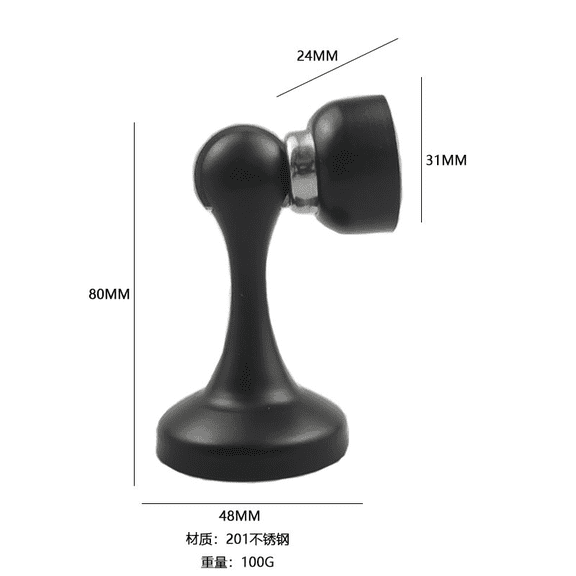 2 Pcs Solid Metal with Strong Attachment Force Door Stop, Heavy Duty Door Stopper with Enhanced Clamping, No Drilling Needed for Bedroom, Bathroom, and Office, Black Finish
