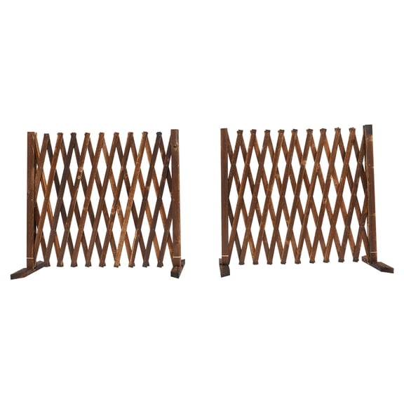 2 Pcs Solid Wood Extendable Retractable Freestanding Lattice Fence, Instant Expandable Wooden Screen Panels for Indoor, Yard & Garden Outdoor Decoration