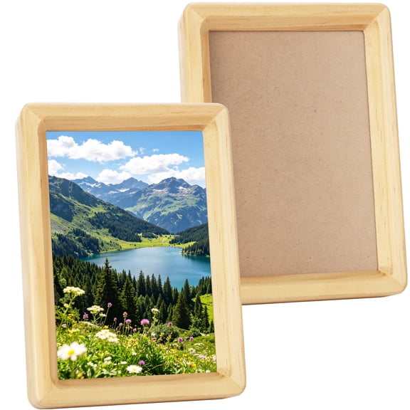2 Pcs Solid Wood Photo Frame Set, 10 x 15 cm Wood Desktop Display Picture Frames with Clear Glass, Suitable for Photos, Art, Home Decor, Living Room, Bedroom
