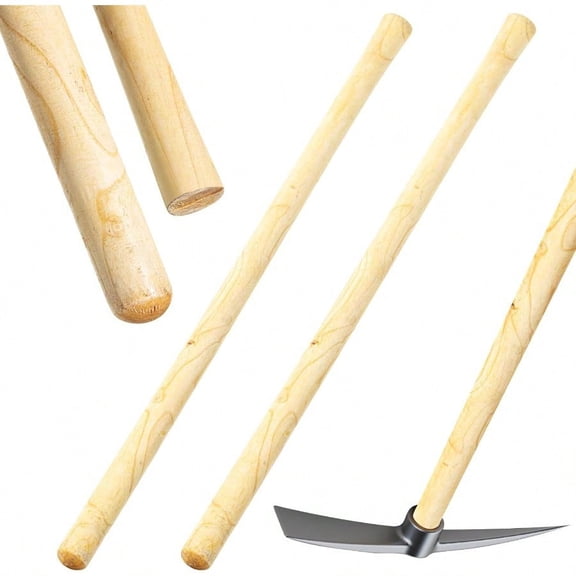 2 Pcs Solid Wood Replacement Handle For Round Eye 54 In Grub Handle 1.381.77 In Head For Garden Shovel Digging Spading Fork Rake Gardening Tool